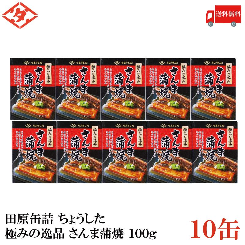 送料無料 ちょうした 極みの逸品 さんま蒲焼 100g×10缶【イージーオープン缶 田原缶詰】 | 
