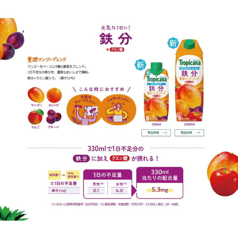 キリン トロピカーナ エッセンシャルズ 鉄分 330ml LLプラズマ容器 1箱 (12本) 送料無料 | トロピカーナ エッセンシャルズ | 01