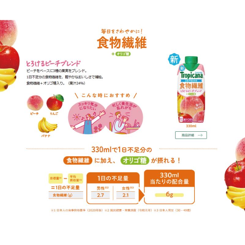 キリン トロピカーナ エッセンシャルズ 食物繊維 330ml LLプラズマ容器 4箱 (48本) 送料無料 | トロピカーナ エッセンシャルズ | 01