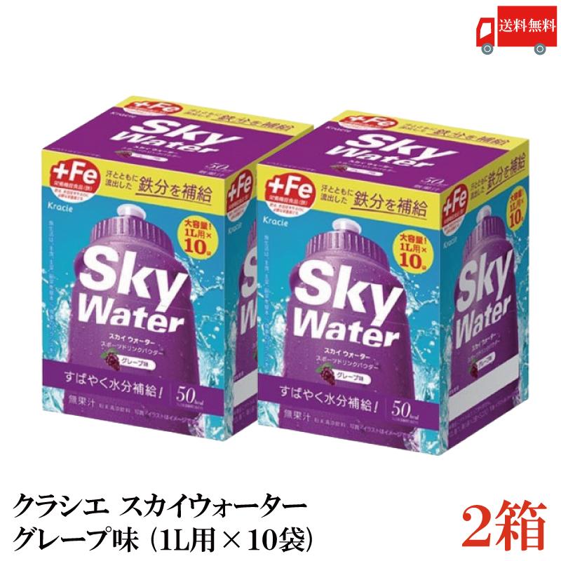 クラシエ スカイウォーター グレープ味 1L用×10袋 2個セット 開封発送 skywater スポドリ 粉末 送料無料 | スカイウォーター