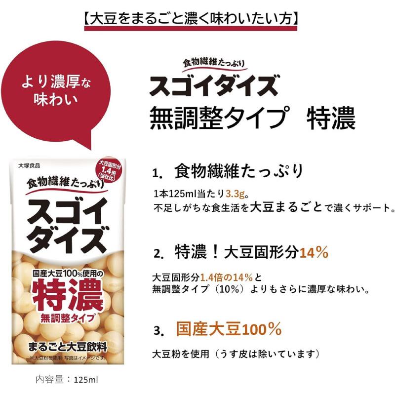 送料無料 大塚食品 スゴイダイズ 無調整タイプ 特濃 125ml×24本（まるごと大豆飲料） | 大塚食品 | 03
