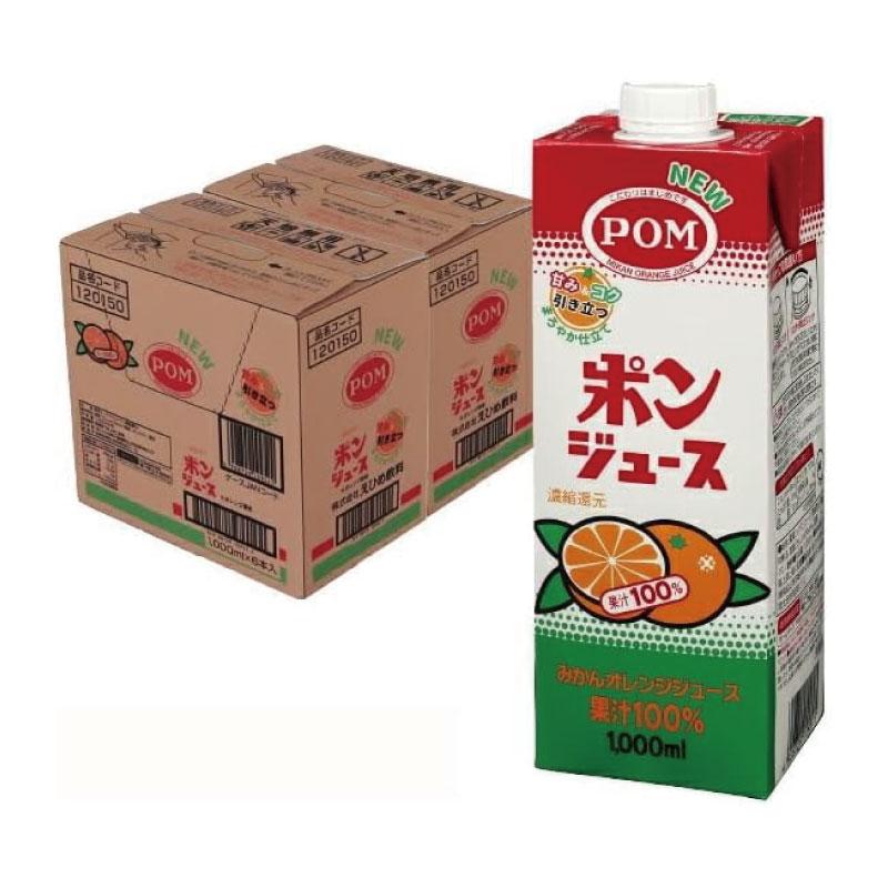 送料無料 えひめ飲料 ポンジュース スクエアパック 1Ｌ×2箱【12本】（紙パック ＰＯＭ） | ポンジュース | 01