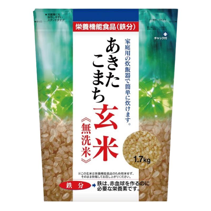 送料無料 あきたこまち玄米 無洗米 鉄分強化(1.7kg)×3袋 | 大潟村あきたこまち生産者協会 | 01