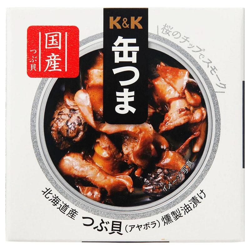 送料無料 KK缶つま 北海道産つぶ貝燻製油漬け35g(P4号缶) ×8個 | K＆K | 01
