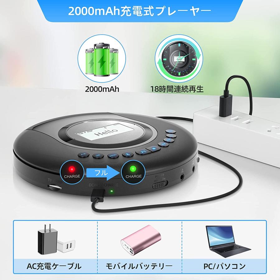 当店の記念日 ポータブルcdプレーヤー Blue5 2送信機能付きcdプレーヤー Arafuna Cdプレーヤーポータブル 00mahバッテリー充電式cdプレー その他ネットワーク機器