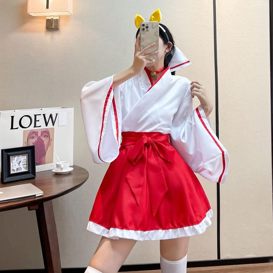 Rpflq 巫女 コスプレ レッド 白 赤 妖狐 ワンピース 和風 和服 着物 ロリータ 長袖 日常 萌え ハロウィン 仮装 レディース 衣装 可愛い Rrn57tsf61 Silevintage Com