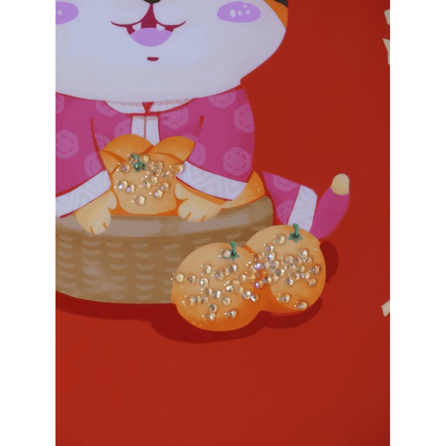 絵画　アクリル絵　額縁　キャンバス　虎 クリスタルポーセリンキャンバス 虎〜大吉大利 クリスタルダイヤモンド