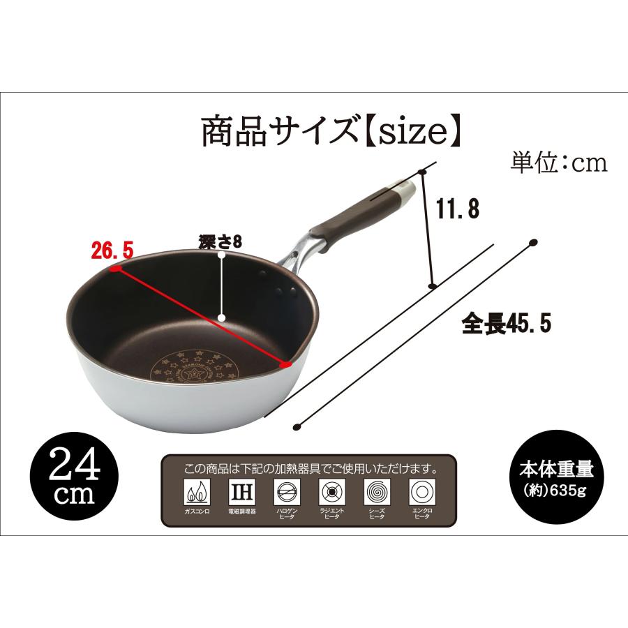 深型 で超便利 ダイヤモンドコート フライパン 24cm ih ガス火