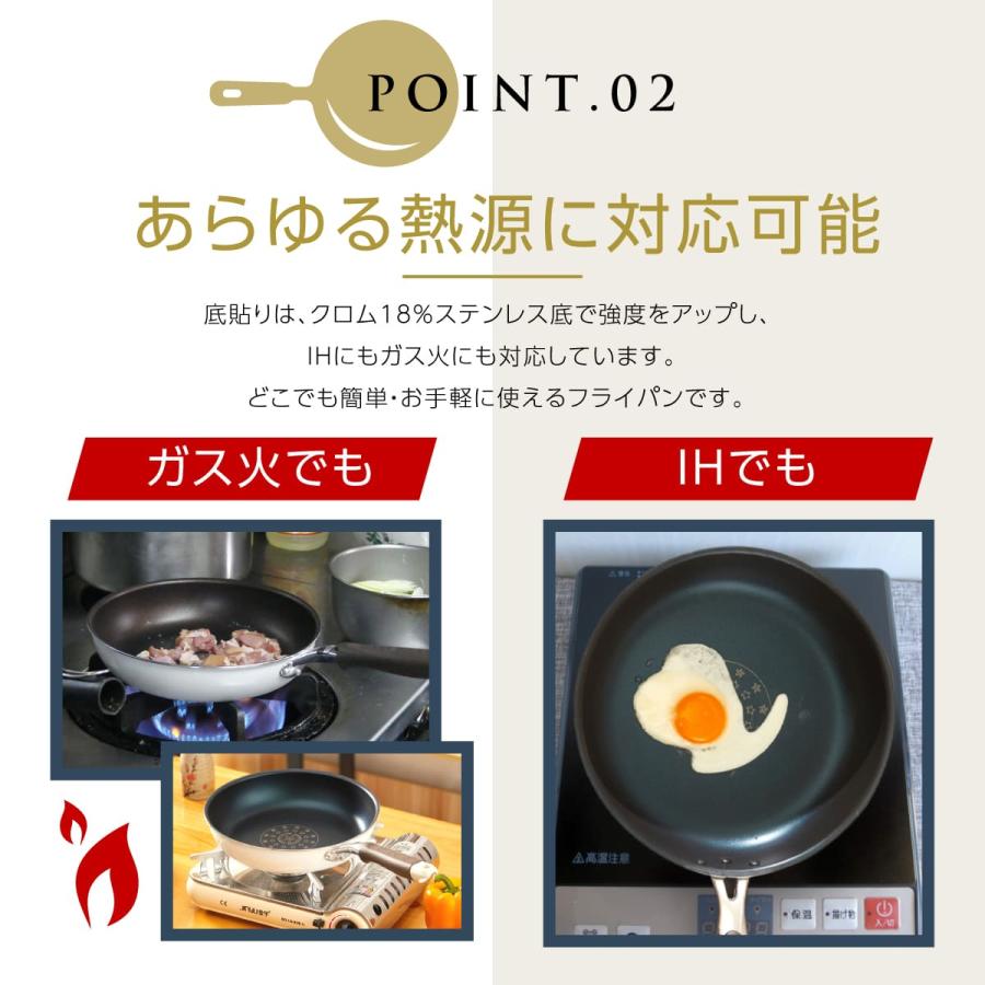 丈夫 で長持ち 20cm ダイヤモンドコート フライパン ih ガス火 IH対応 焦げにくい キズに強い 耐久性 ガス火対応 おしゃれ かわいい 新生活 プレゼント 爆買 | ブランド登録なし | 03