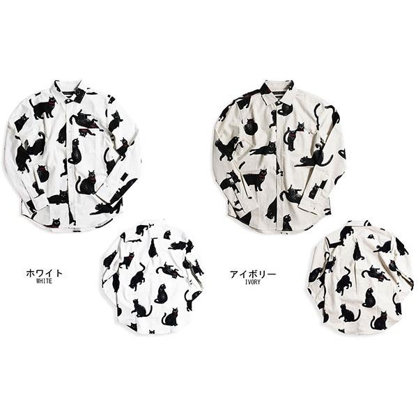 黒ネコ柄 長袖シャツ 猫柄 シャツ メンズ 黒猫 猫柄 派手柄 ねこ 柄シャツ日本製 01 クインテット ヤフー店 通販 Yahoo ショッピング