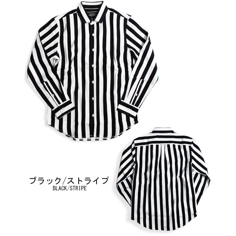 vintage el VINTAGE EL ストライプ 長袖シャツ メンズ 白黒 シャツ 