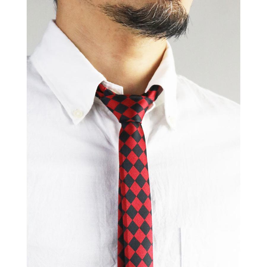 チェッカー柄 ネクタイ ナロータイ 細い 36mm フォーマル ビジネス