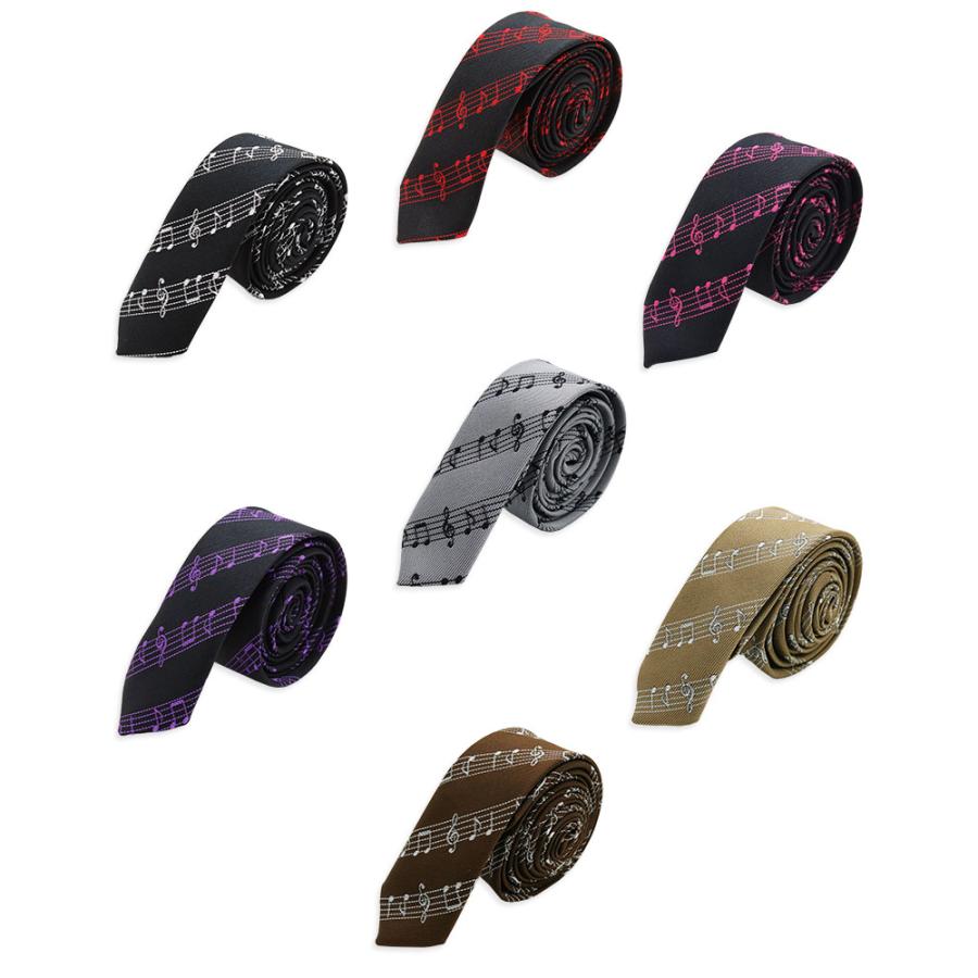 日本製 楽譜 音符柄 ネクタイ ナロータイ メンズ カジュアル タイト