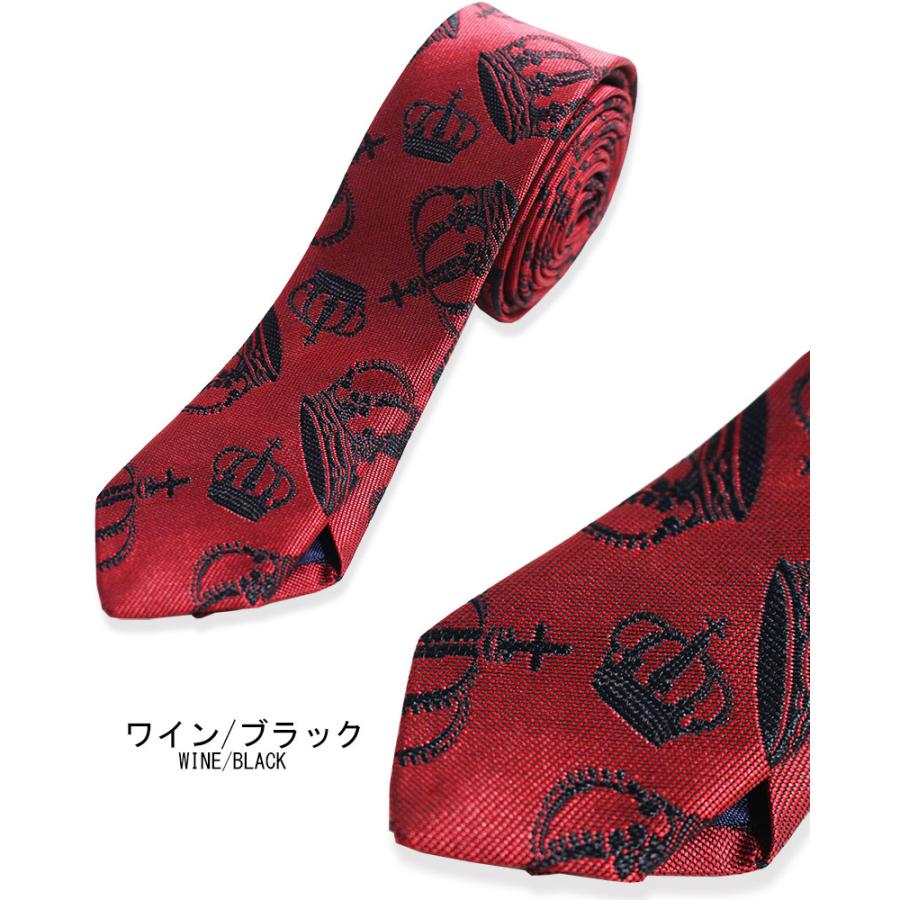 ネクタイ ナロータイ 王冠柄 クラウン ゴシック 36mm メンズ