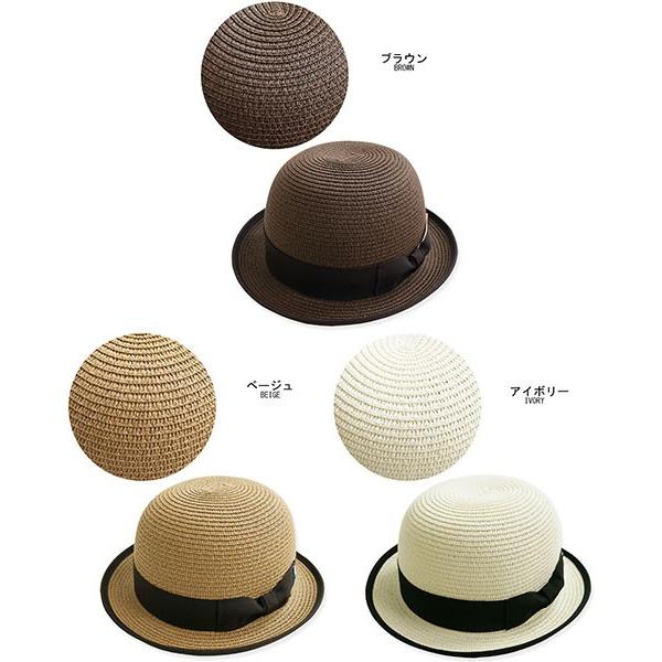 ボーラーハット メンズ レディース 麦わら帽子 ダービーハット 丸い