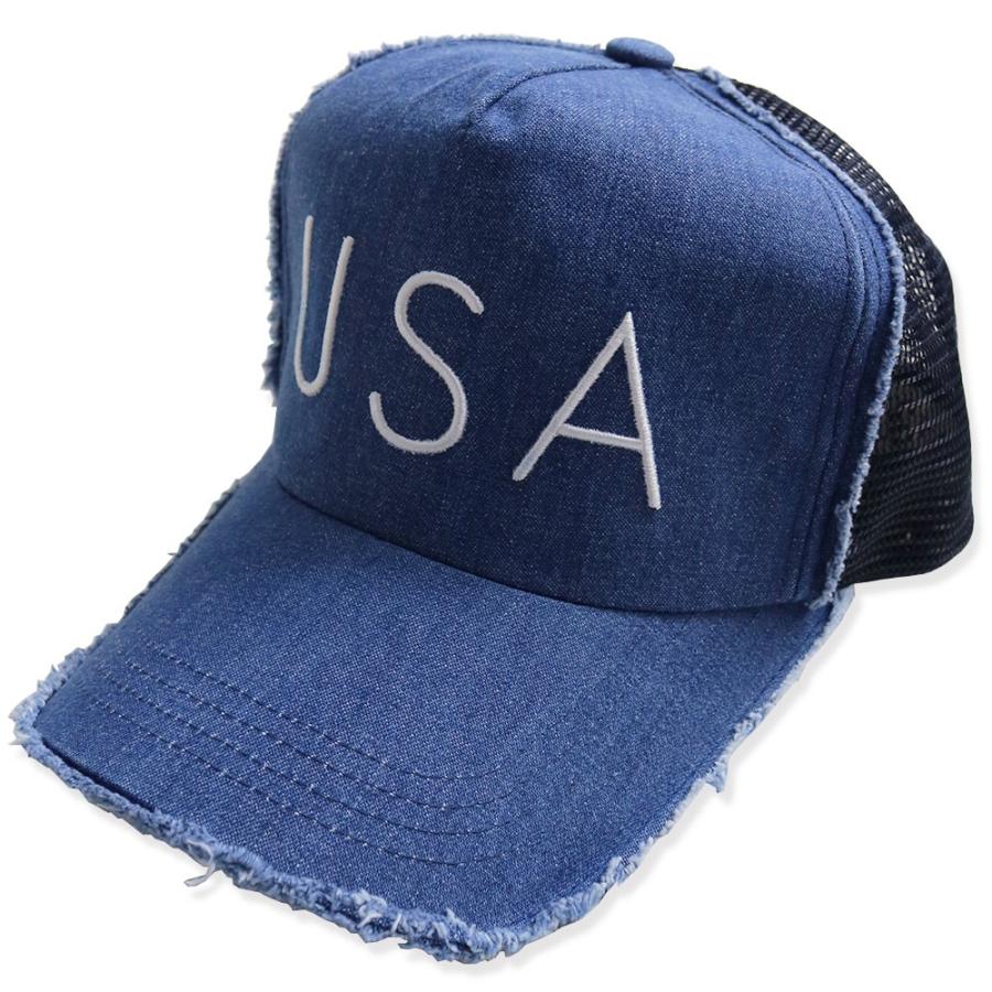 USA ロゴ メッシュキャップ メンズ レシース ダメージ加工 帽子 USA ロゴ メッシュキャップ メンズ レシース ダメージ加工 帽子