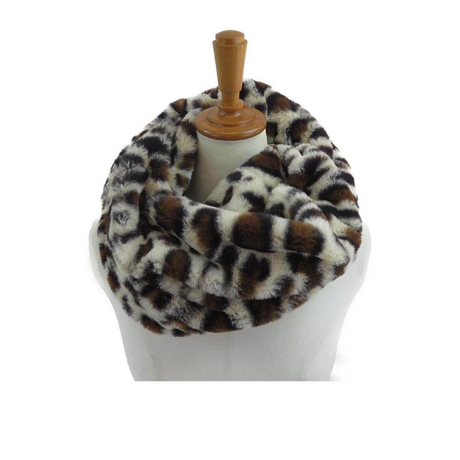 ヒョウ柄 スヌード マフラー フェイクファー　防寒　冬物 もこもこ アニマルファー スヌード ネックウォーマー マフラー