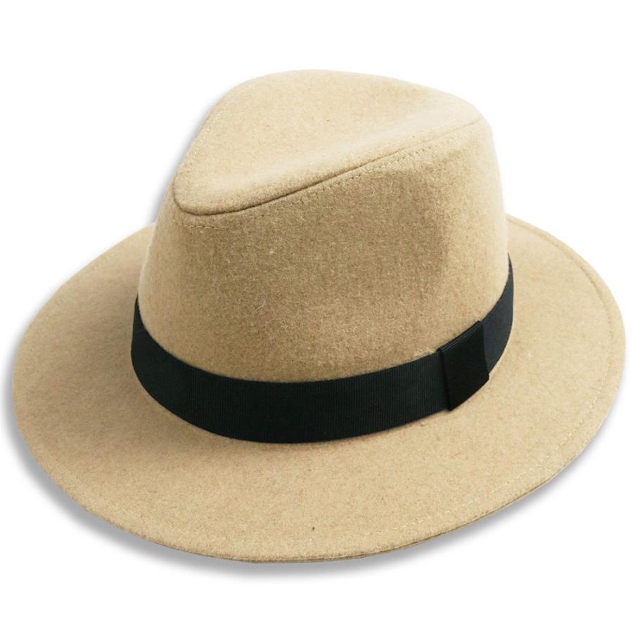 メルトン フェドラハット ツバ広 メンズ レディース ウール