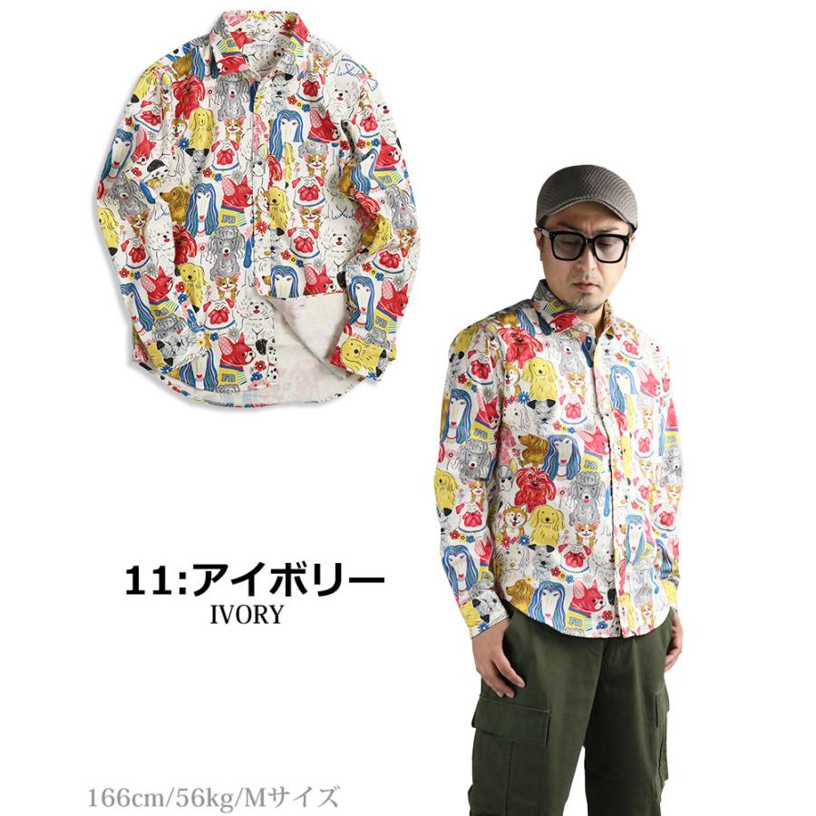 vintage el いろんなワンちゃん柄 長袖シャツ メンズ 犬柄 vintage el いろんなワンちゃん柄 長袖シャツ メンズ 犬柄