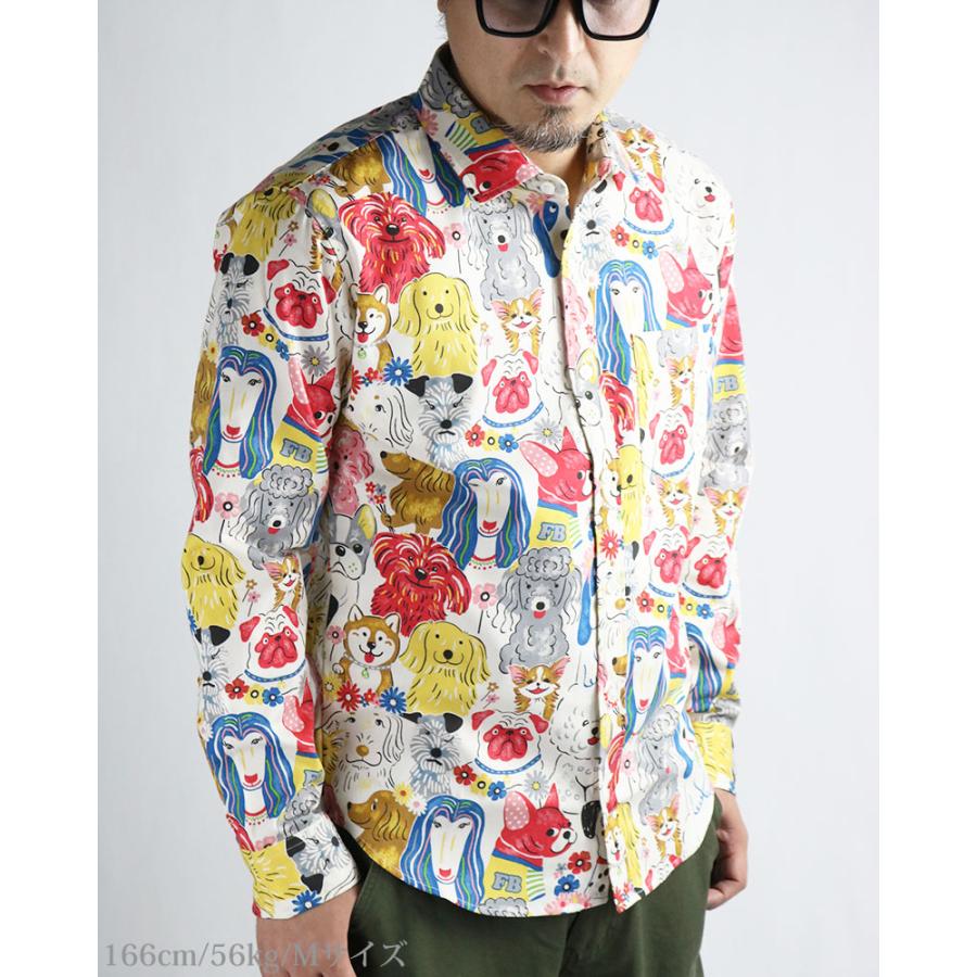 vintage el いろんなワンちゃん柄 長袖シャツ メンズ 犬柄 vintage el いろんなワンちゃん柄 長袖シャツ メンズ 犬柄
