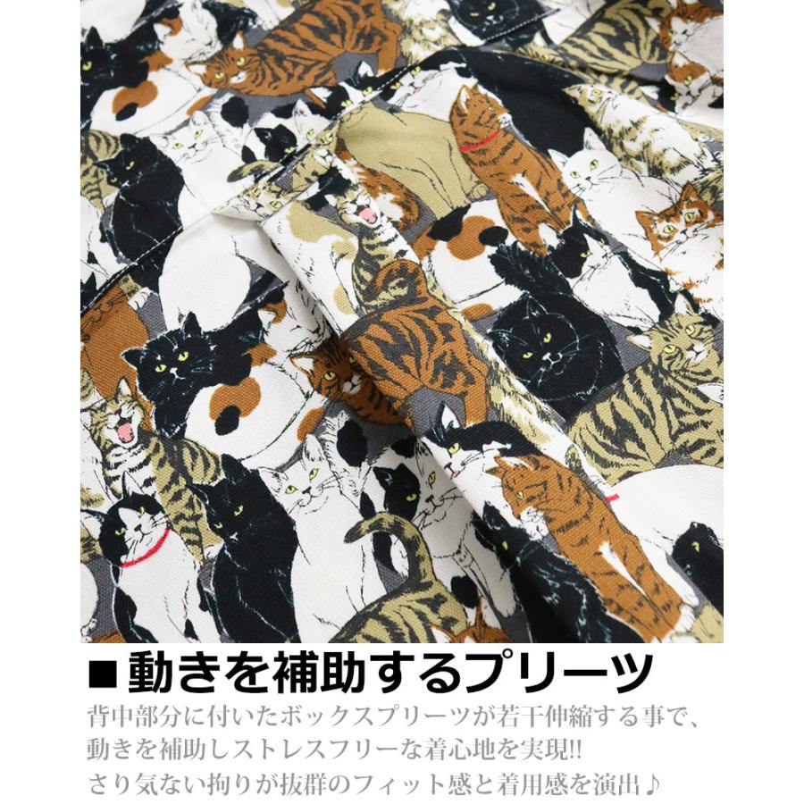 いろんなネコちゃん柄 長袖シャツ メンズ 猫柄 シャツ 柄シャツ ねこ ネコ アニマル 動物柄 日本製｜quintetto｜10