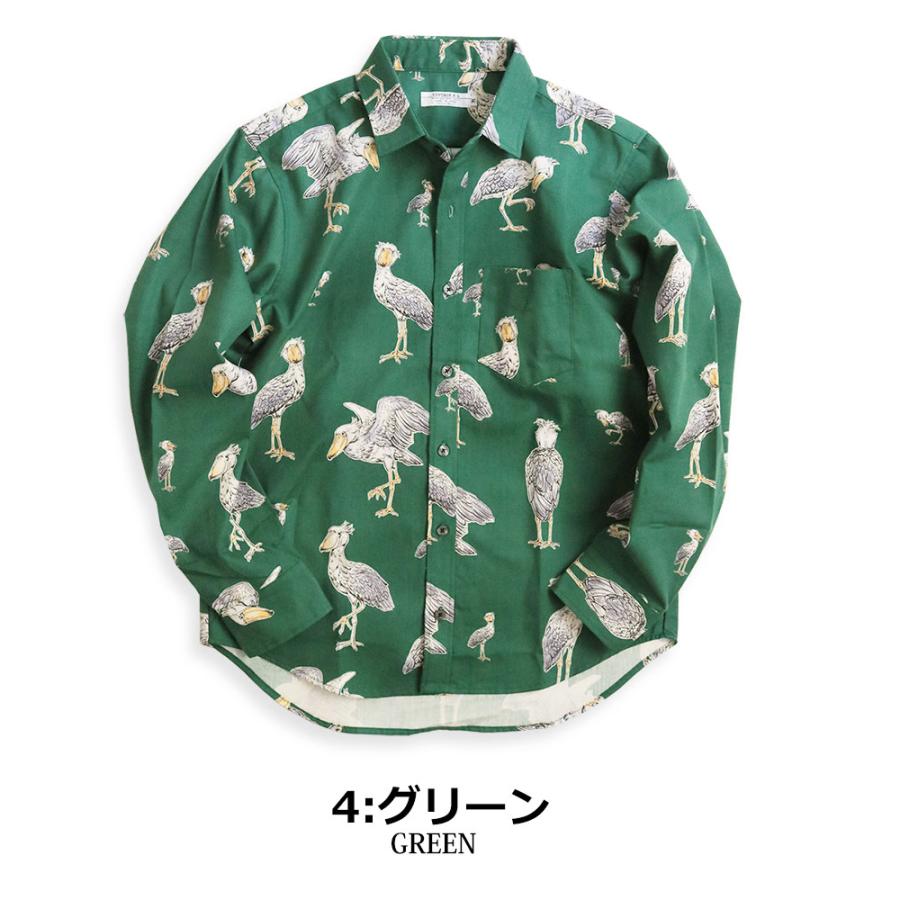 vintage el VINTAGE EL 日本製 ハシビロコウ 柄シャツ メンズ vintage el VINTAGE EL 日本製 ハシビロコウ 柄シャツ メンズ