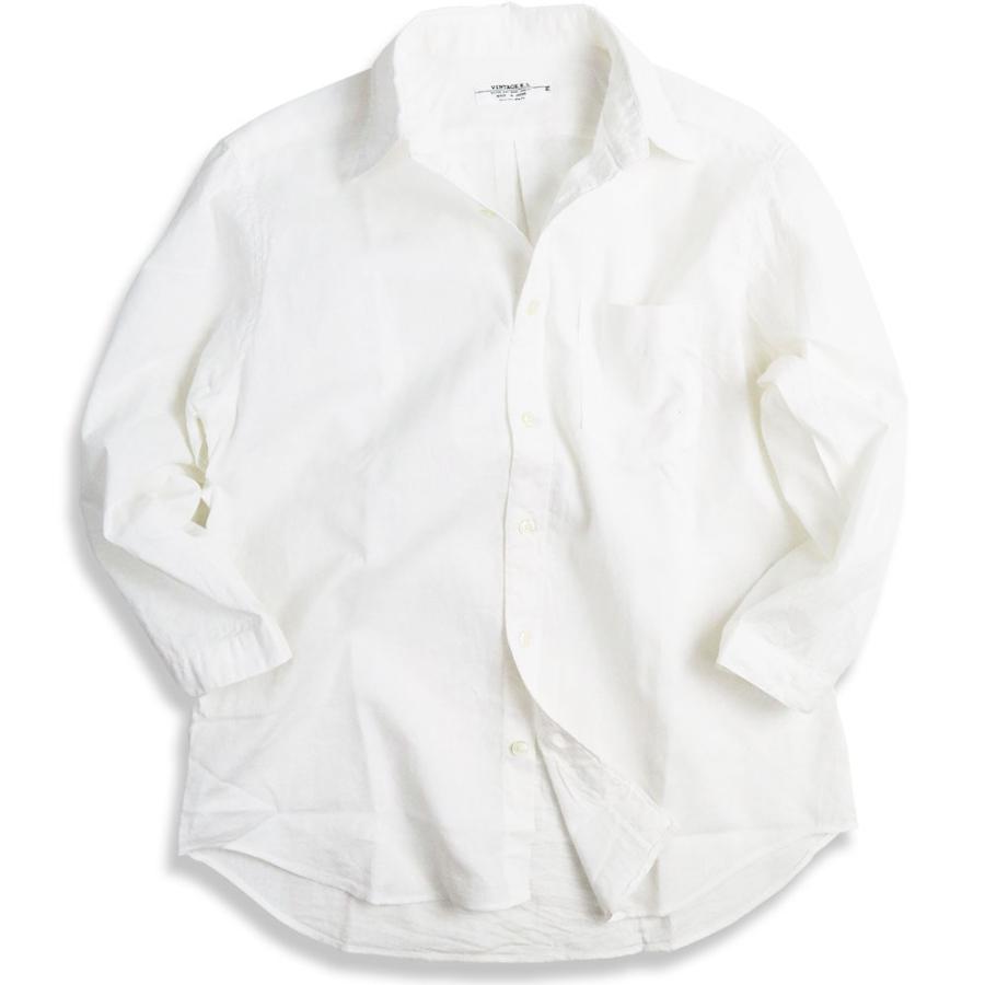 涼しい リネンシャツ 麻 綿麻シャツ メンズ 日本製 7分袖 無地シャツ 七分袖 夏シャツ ネイビー サックス ホワイト
