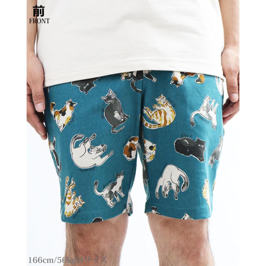 日本製 VINTAGE EL ねこ柄 ショートパンツ メンズ ハーフパンツ 派手柄 日本製 VINTAGE EL ねこ柄 ショートパンツ メンズ ハーフパンツ 派手柄