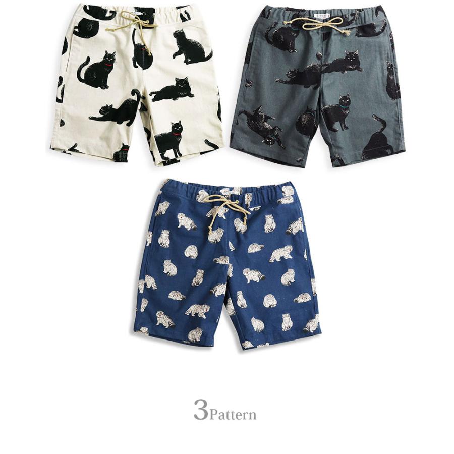 日本製 VINTAGE EL ねこ柄 ショートパンツ メンズ ハーフパンツ 派手柄 