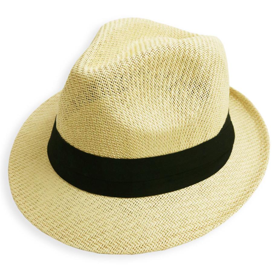 日本製 麦わら帽子 ストローハット 中折れハット メンズ