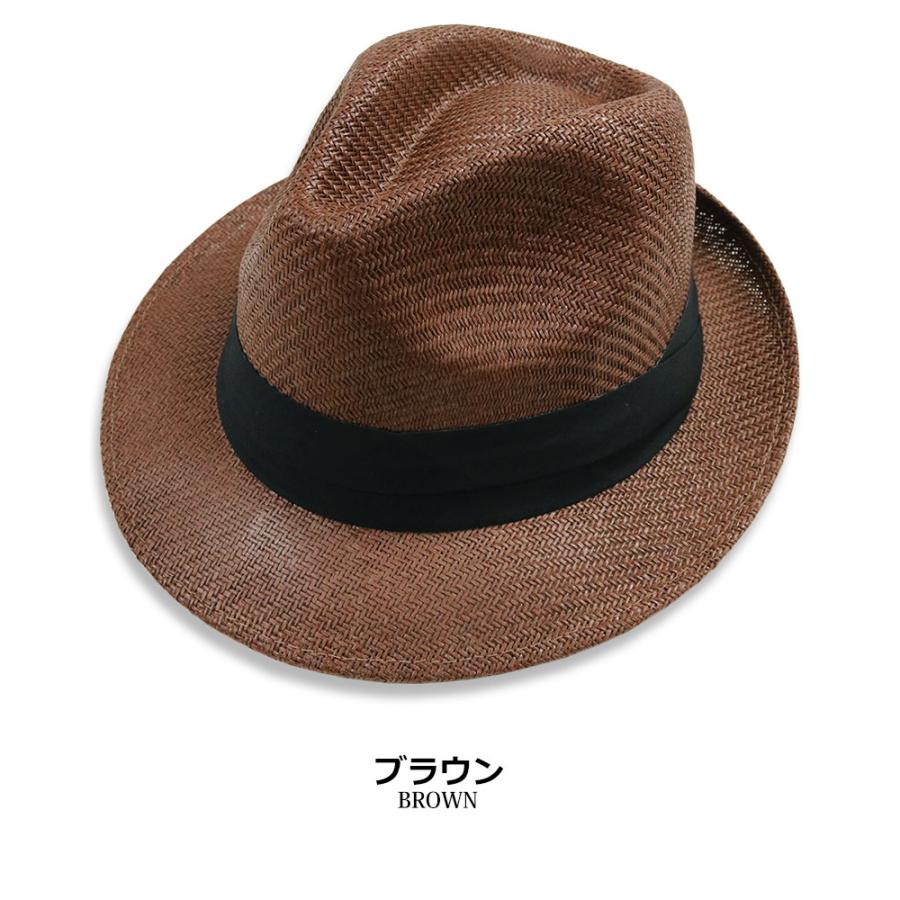 日本製 麦わら帽子 ストローハット 中折れハット メンズ