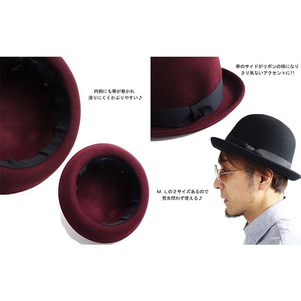 ウール ボーラーハット メンズ レディース ハット 山高帽 チャップリン