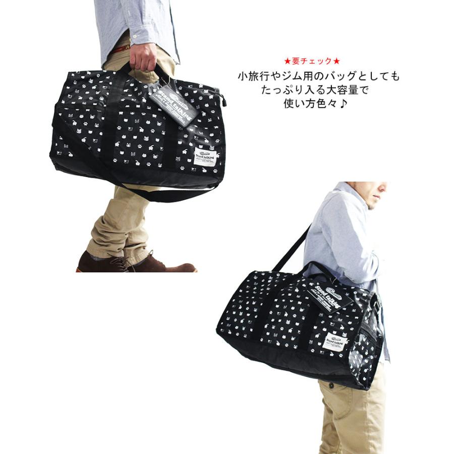 BIG SIZE 猫 ネコ柄 ボストンバッグ BAG 大容量 ナイロンバッグ
