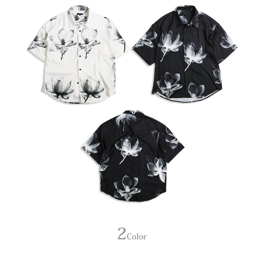 CIAO チャオ フォトフラワー柄 花柄 半袖シャツ とろみシャツ メンズ 総柄  オープンシャツ 柄シャツ｜quintetto｜05