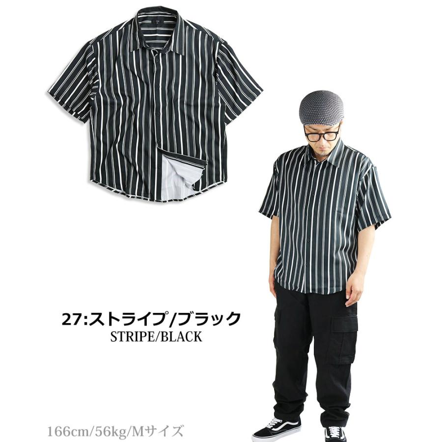 CIAO（チャオ） ストライプ柄 半袖シャツ とろみシャツ メンズ ジョー