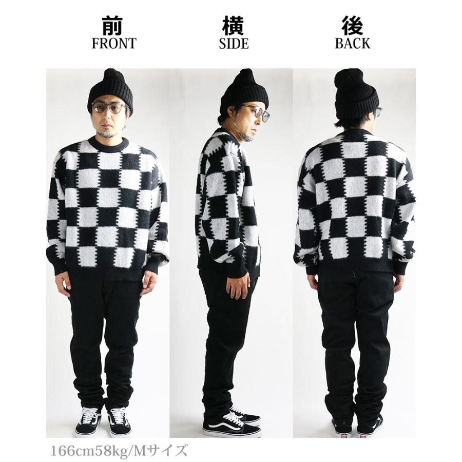 SUGGESTION 【20%OFFセール】 モヘアタッチ チェッカー柄 ニット