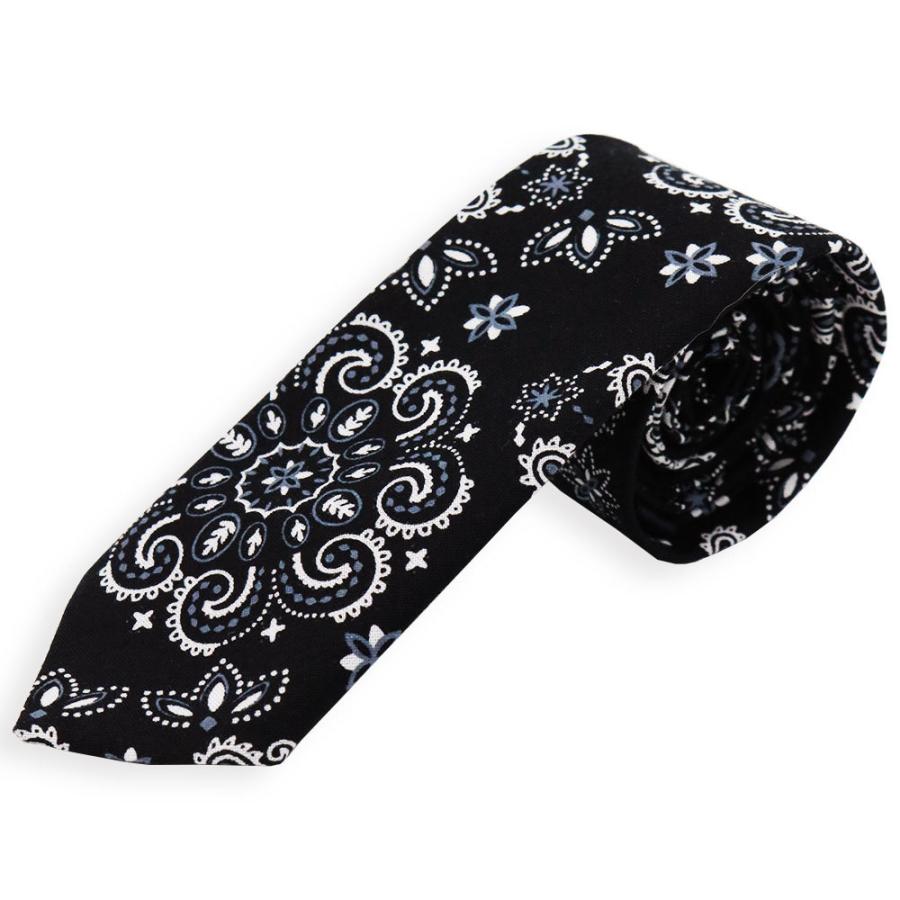 バンダナ柄 ネクタイ 日本製 5cm幅 細め ナロータイ 紳士 メンズ