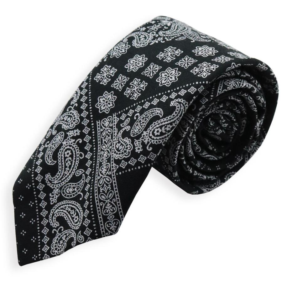 バンダナ柄 ネクタイ 日本製 6cm幅 細め ナロータイ 紳士 メンズ