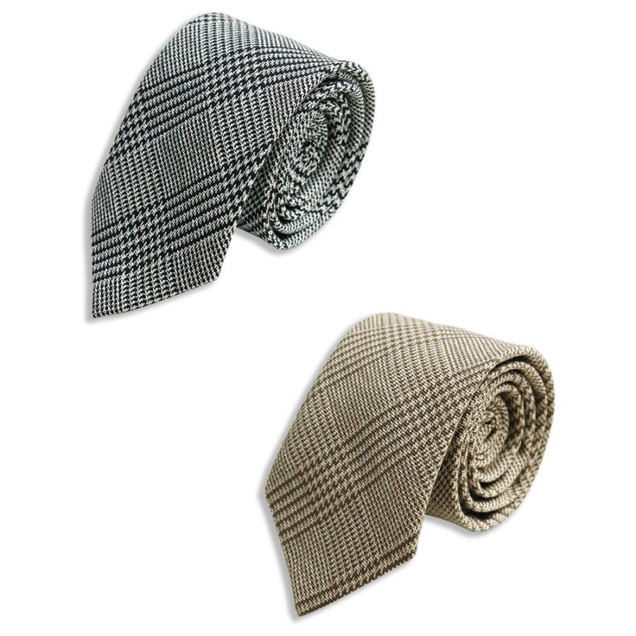 グレンチェック ネクタイ 日本製 6cm幅 細め ナロータイ 紳士 メンズ