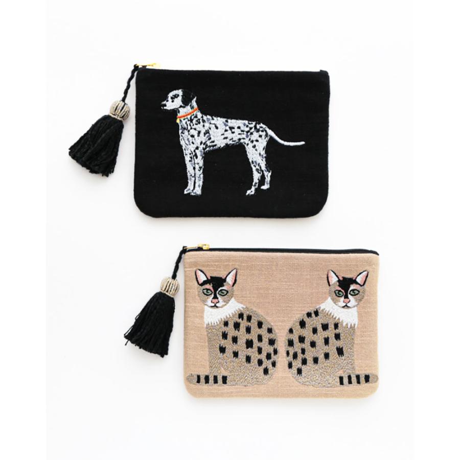 犬と猫 ビッグクラッチバッグ 米津玄師 ポーチ キャット ドッグ 刺繍ポーチ ケース CAT DOG 猫 ダルメシアン