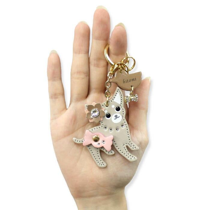 Happy 名入れ 無料 チワワ キーホルダー 日本製 革 レディース