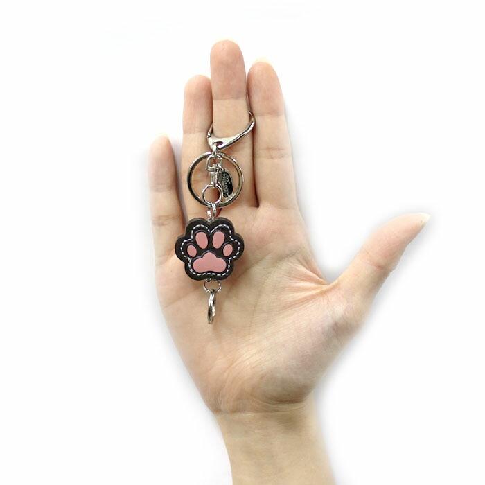 Happy 肉球 レザー リール キーホルダー かわいいい おしゃれ 本革