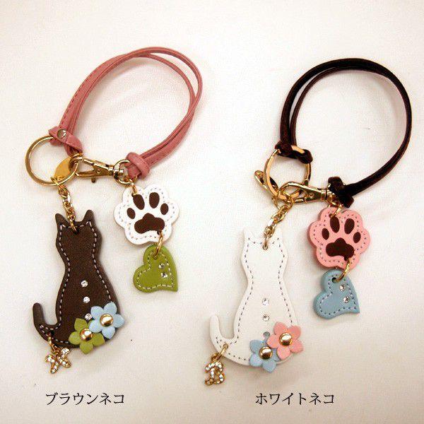 バッグチャーム キーホルダー レディース かわいい ねこ 本革 バッグチャーム キーホルダー レディース かわいい ねこ 本革