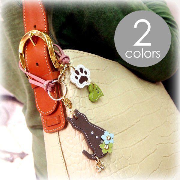 バッグチャーム キーホルダー レディース かわいい ねこ 本革 バッグチャーム キーホルダー レディース かわいい ねこ 本革