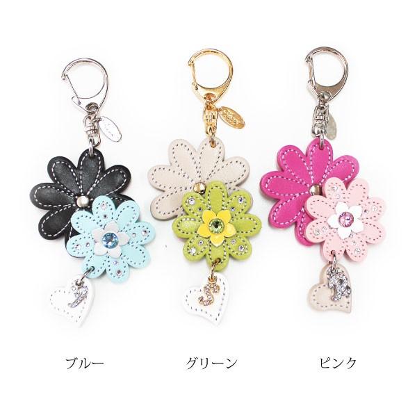 キーホルダー レディース かわいい おしゃれ 花 ハート 本革