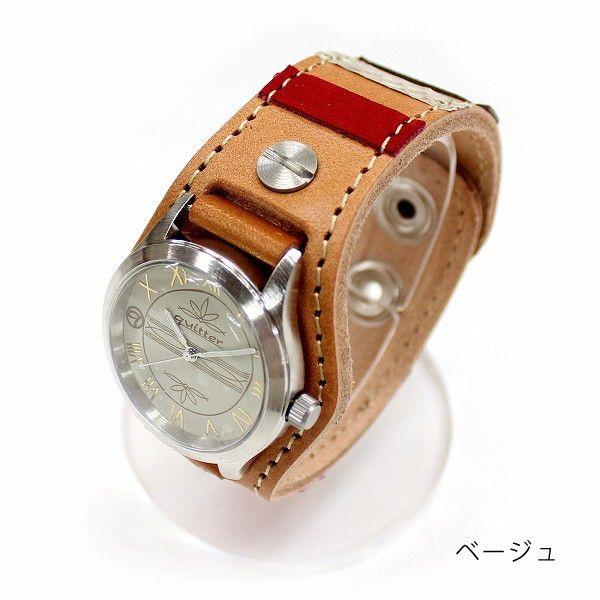 腕時計 革 ベルト メンズ 牛革 時計 おしゃれ quitter マルチ ボーダー パッチ ウォッチ プレゼント カジュアル 母の日 父の日