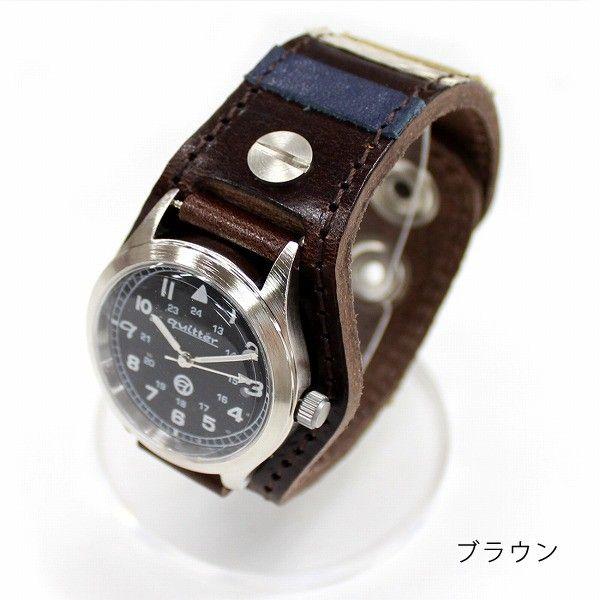 腕時計 革 ベルト メンズ 牛革 時計 おしゃれ quitter マルチ ボーダー