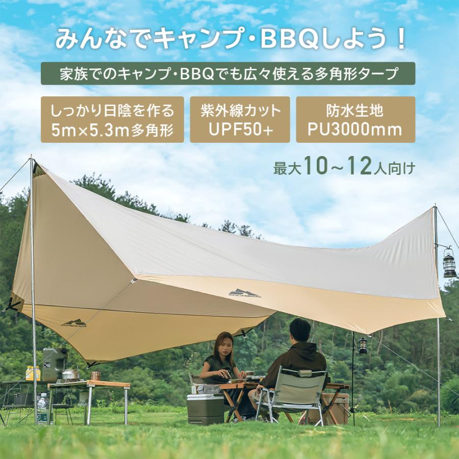 ROCKBROS タープ 5m テント オクタタープ 八角形 広い 開放感 ROCKBROS タープ 5m テント オクタタープ 八角形 広い 開放感
