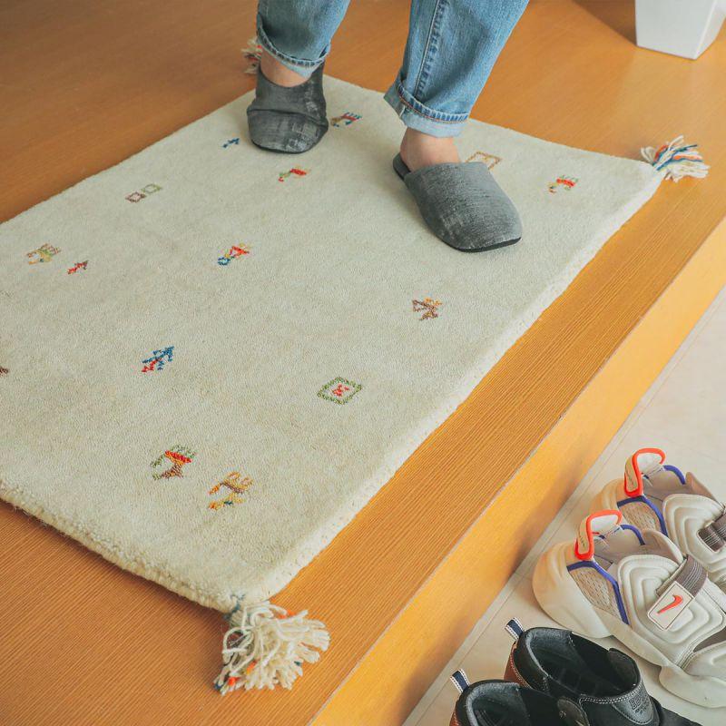 玄関マット ギャッベ 60x90 室内 ギャベ 屋内 風水 北欧 玄関 ウール 高級感 長方形 小さめ 天然素材 手織り ラグ 90 60 本物 インド 厚手 大判 おしゃれ_13