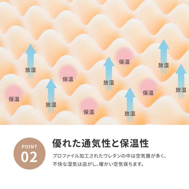 マットレス シングル 硬め 高反発 メッシュ 日本製 軽量 ウレタン 薄手 腰痛 対策 敷き布団 格安 来客 カバー 洗える 薄型 固め 点で支える 通気性 8センチ_4
